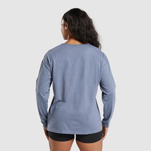 Camiseta de manga larga para mujer 100% Jersey de algodón Pull On camiseta ligera cuello redondo cómodo sólido de moda para mujer - Product Image 2