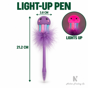 ปากกาลูกลื่นรูปแมงกะพรุน LED เรืองแสง ขนาด 0.7 มม. สำหรับใช้ในสำนักงานและโรงเรียน หมึกสีดำ ดีไซน์สัตว์ทะเล - Product Image 2
