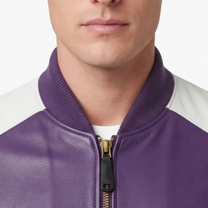 Veste bomber en cuir de qualité supérieure pour homme, veste bomber en cuir à manches longues, veste bomber en cuir PU pour homme avec fermeture éclair - Product Image 4