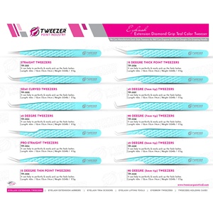 Nouvelle arrivée Custom Made Diamond Grip Pince à épiler d'extension de cils pointus en acier inoxydable Vente en gros avec logo privé - Product Image 6