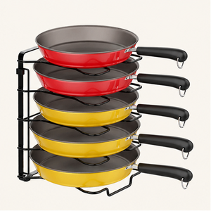 Latest Design Steel 5-Tier Pan Organizer Rack Multi-functional <b>Pot</b> & Tawa <b>Holder</b> Stand for Kitchen Cabinet & Countertop Storage - Product Image 5