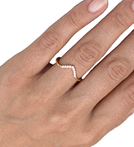 DEF Color VS VVS Clarity Curved Chevron Band Minimalist Round Lab Diamond Pave Band 18K Solid Gold IGI Certified Promise Ring - Product Image 5