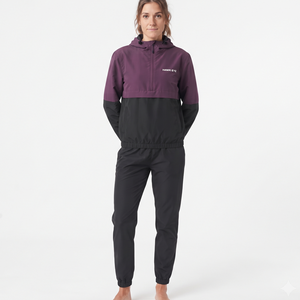 Women's Regular Fit Nylon Color Block Quarter <b>Zip</b> <b>Hooded</b> Tracksuit Matching Athletic Pants Casual Sportswear Set - Product Image 3