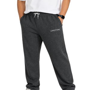 Pantalon de jogging en molleton pour homme, coupe classique, taille élastique avec cordon de serrage, pantalon de survêtement décontracté avec poches latérales pour un port quotidien confortable - Product Image 1