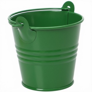 Seau de jardin en métal avec poignées, style rustique, jardinière pour fleurs et plantes vertes, utilisation extérieure, finition durable avec revêtement en poudre - Product Image 2