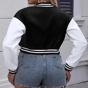 Chaqueta Varsity Personalizada para Mujer, con Mangas de Cuero Genuino, Abrigo Letterman de Lana, Ropa Casual de Béisbol y Streetwear - Product Image 5