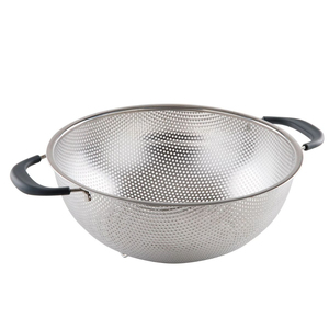 Highest Quality Stainless Steel <b>Colander</b> With Soft Handles Footed Base For Draining Pasta Vegetables And Fruits Use Cheap Price - Product Image 1