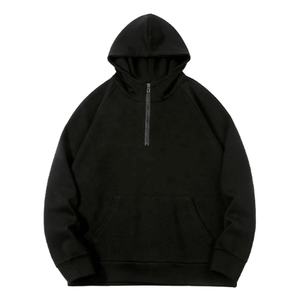 New Arrival Casual Good Selling Men's Quarter Zipper Hooded Hoodies 100% Cotton Fleece Breathable Long Sleeve Sweatshirts - Product Image 5