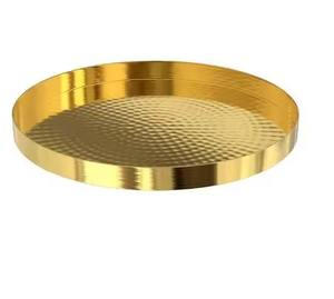 Assiette de présentation ronde de luxe en métal doré pour réceptions de mariage - Product Image 5