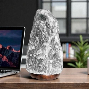 Hand Carved Gray Himalayan Crystal Salt Lamp Pyramid Shape with Touch <b>Dimmer</b> Switch for Bedroom Living Room Relaxing Decor - Product Image 4