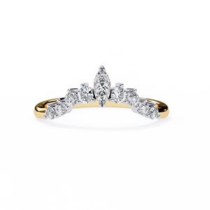 Anillos apilables minimalistas clásicos de oro sólido de 14k con diamantes de corte marquise y redondo para mujer, ideales para regalo, compromiso, aniversario, boda. - Product Image 1