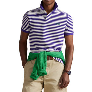 New Wholesale <b>Men's</b> Striped Mesh Polo <b>Shirt</b> Classic Fit OEM Breathable Casual Short Sleeve Reinforced Stitching Ribbed Cuff Top - Product Image 4