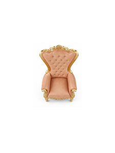 Silla de trono victoriana de piel sintética con respaldo alto, tapicería capitoné y estructura dorada para muebles de comedor formales - Product Image 6