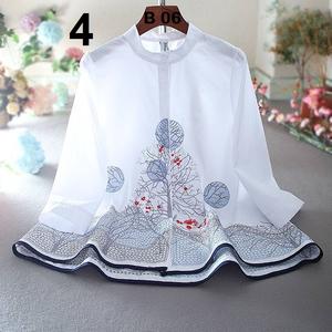 Débardeur Femme Style Bureau Respirant Écologique Séchage Rapide en Rayonne et Coton avec Broderie Boutonnée Tissu Tissé Court - Product Image 4