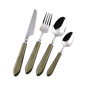 Juego de Cubiertos de Acero Inoxidable Ecológico y Sostenible de Alta Calidad, con Mangos Verdes Mate, Diseño Moderno, Cubiertos Duraderos para el Hogar - Product Image 1
