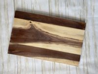 Planche à découper rectangulaire en bois, motif mosaïque noyer et chêne, antidérapante, pour la cuisine