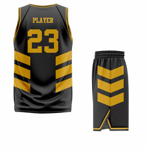 Team 23 Basketball Jersey Set Black Gold Sublimated Mesh Moisture Wicking Unisex Adult Athletic Wear - Product Image 2
