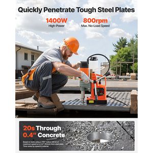 Trapano Magnetico Portatile da 1400 W, 2 Diametri di Foratura, 2810 Lbf di Potenza, Velocità Regolabile 0-800 RPM, Trapano Magnetico di 2a Generazione - Product Image 2