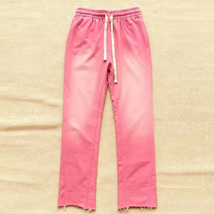 กางเกงวอร์มทรงโอเวอร์ไซส์ ล้างสีแบบแอซิดวอช พร้อมเชือกผูกเอว สำหรับผู้ชาย ผ้าฝ้าย 100% เนื้อหนา พิมพ์โลโก้ได้ตามต้องการ - Product Image 5