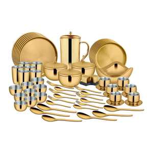 Nikki 78 PCS Double Wall Stainless Steel <b>Dinner</b> <b>Set</b> with Gold PVD Coating <b>6</b>-<b>Person</b> Capacity - Product Image 1