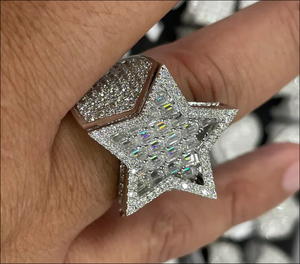 Star Shape Cocktail <b>Ring</b> Women's 18K Gold Plated Alloy Cubic Zirconia Pave Setting Party Glam Jewelry - Product Image 3