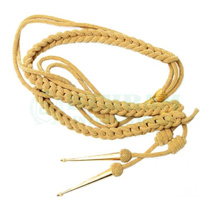 Cordón de hombro uniforme OEM BEHRAM INTERNATIONAL, cordones de vestir con puntas de latón y alambre dorado personalizadas, trenzado ecológico. - Product Image 1