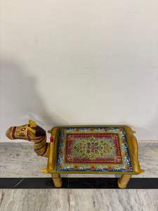 Handmade Wooden Animal Stool Coffee <b>Table</b> Tiger Design Hand Painted Accent <b>Table</b> Decorative Furniture Living Room Use - Product Image 6