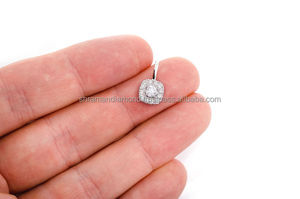 Women's Fashion 10K <b>Solid</b> <b>Gold</b> Custom <b>Pendant</b> Necklace Small Double Square Halo White Lab Grown Diamond Trendy Party Charms Gift - Product Image 2