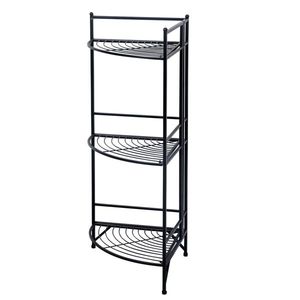 Scaffale Espositivo Angolare Pieghevole in Metallo a 3 Ripiani Nero per Aree con Spazio Limitato - Product Image 5