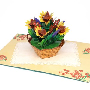 การ์ดป๊อปอัพ 3 มิติ ลายดอกไม้หลากสีสัน การ์ดอวยพรทำมือ งานฝีมือกระดาษ ลายดอกทานตะวัน ของขวัญ การ์ดป๊อปอัพ 3 มิติ ลายป่าดอกไม้ - Product Image 2