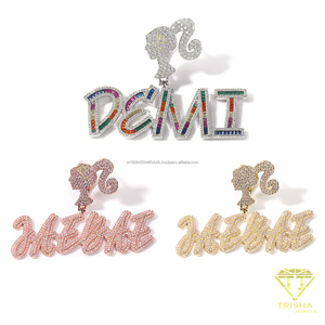 Pendentif élégant personnalisé avec nom, entièrement serti de diamants Moissanite VVS, design cœur, argent sterling 925, bijou de luxe sur mesure, cadeau - Product Image 4