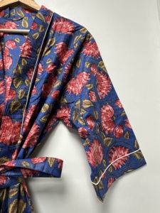 Wholesale Summer Spring Floral Cotton Bohemian Kimono Robe Hand Block Print Women Bridal Lounge Wear Wedding Ready Best Quality - Product Image 4