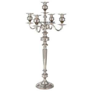 Centre de table de mariage, chandelier doré à 5 bras avec bougeoirs en verre, chandelier fait main pour la décoration de la maison - Product Image 4