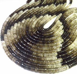 Cuentas de Cuarzo Ahumado Marrón Natural, Forma de Disco Plano Heishi, Facetadas, 6mm, Hilo de 16 Pulgadas, Cuentas de Piedras Preciosas de Alta Calidad para Joyería DIY - Product Image 1