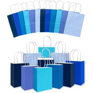 Sacchetti regalo blu 11x5x8 (30 pezzi) - Confezione media con 6 colori e manici, multiuso - Product Image 2