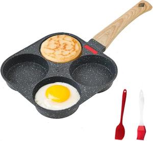 Poêle à frire antiadhésive à 4 trous pour œufs et crêpes, compatible induction, pour petit-déjeuner, ustensile de cuisine - Product Image 1