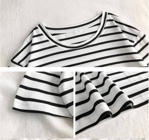 เสื้อผ้าผู้หญิงฤดูร้อนใหม่ลำลองสไตล์คนเมืองลายทางคอกลมเสื้อยืดแขนสั้น - Product Image 6