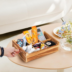 โรงงานขายส่งกล่องเก็บชาและกาแฟไม้กระถินณรงค์ 6 ช่อง สำหรับบาร์ที่บ้านและห้องเก็บของ จากเวียดนาม - Product Image 4