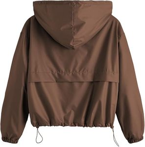 Women's Zip Up Lightweight Windbreaker <b>Jacket</b> Sport Casual Workout Hoodie Outerwear <b>with</b> <b>Pockets</b> Rainy Day Outfits - Product Image 1