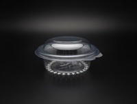 Boîte à charnière ronde en PET transparent avec couvercle dôme et fermeture inviolable, capacité 250 ml / 8 oz, gamme de boîtes à charnière rondes