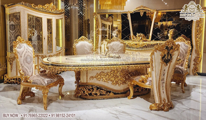 Meubles de table à manger de style classique pour villas de luxe Meubles de salle à manger de style baroque 6 places Acheter table à manger 6 places - Product Image 6
