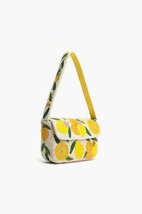 Sac à bandoulière élégant perlé avec broderie complexe, sac bandoulière brodé citron avec motif floral, style mode quotidien - Product Image 2