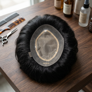 ท็อปเปอร์ผมแท้แบบอินเดีย ยี่ห้อ Custom Taz Hair สำหรับผู้ชาย  ฐานไหม  แบบผมหยิกธรรมชาติ  ปิดผมบาง  ดูเป็นธรรมชาติ  ขนาด 38 มม. - Product Image 6