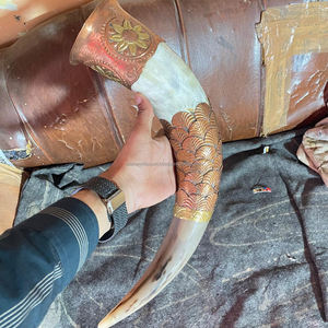 Cuerno Vikingo para Beber, Hecho a Mano, Estilo Animal, Ecológico, con Patrón de Latón, Forma Natural, Decoración Antigua para el Hogar, Centro de Mesa - Product Image 4