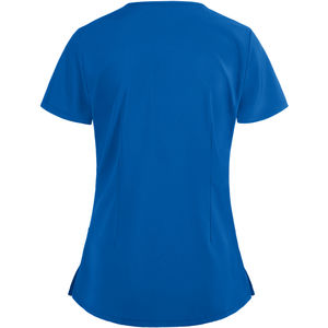 Blouse médicale pour femme de haute qualité, col en V, manches courtes, en polyester/rayonne, avec détection d'aiguilles, personnalisable pour le personnel soignant - Product Image 2