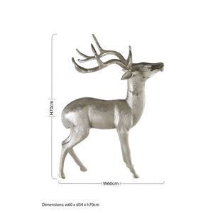 Sculpture Moderne Métallique Cerfs et Rennes, Figurine Animale Abstraite Finition Argentée, Décoration d'Intérieur, Luxe Hôtelier, Sculpture en Gros - Product Image 2