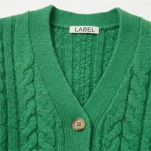 Cardigan en tricot vert pour femme, col en V, manches longues, décontracté, haut d'automne, couleur unie, fermeture à boutons, longueur courte - Product Image 6
