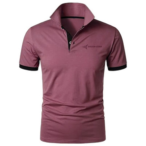 Daizen Star Men's for Shirt Short Sleeve Solid Color Breathable Knitted Casual Wear 100% Cotton Quick Dry - Product Image 1