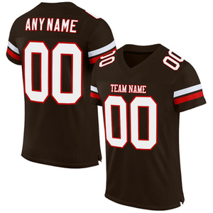 Nouveau maillot de football américain pour hommes en polyester, design personnalisé, imprimé marron et jaune, grande taille, antibactérien, séchage rapide - Product Image 3