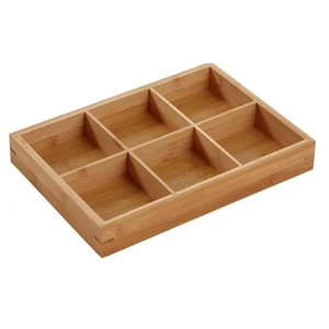 Bandeja Organizadora Decorativa Rectangular de Madera con 6 Compartimentos, Diseño Elegante, Móvil, para Cocina u Oficina, Venta al Por Mayor - Product Image 1